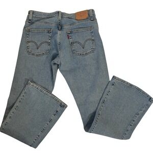 Levis 519 Flare Jeans Light Wash Blue Denim Juniors Size 7S Mid Rise Retro Y2K